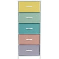 thumbnail image 4 of Sorbus Fabric Dresser for Kids Bedroom - Chest of 5 Drawers, Tall Storage Tower, Clothing Organizer, for Closet, for Playroom, for Nursery, Steel Frame, Fabric Bins - Wood Handle (Pastel), 4 of 7