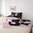 thumbnail image 6 of Manfei Personalized Letter I 7-Piece Bedding Comforter Set,Bow Monogrammed Theme King Bedding Sets,Pink Black Bed Sheets For Girl Teens,Ultra Soft Bedroom Decor Reversible, 6 of 8