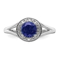 thumbnail image 4 of Auriga Fine Jewelry 925 Sterling Silver Rhodium plated Diamond and Sapphire Engagement Ring Size 5 for Women, 4 of 6