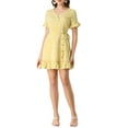 thumbnail image 2 of Allegra K Women's V Neck Ruffle Hem Daisy Button Tie Belt Dress, 2 of 6