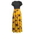 thumbnail image 5 of TIMIFIS Robes Maxi d'Halloween pour Femmes Manches Courtes Col Rond Taille Haute Robe Longue Fluide Tendance Graphique Fête Automne/hiver, 5 of 5