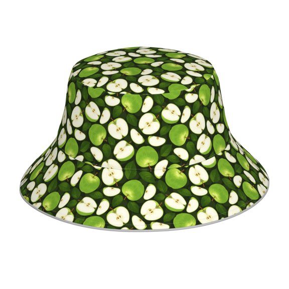 KLL Green Fruit Bucket Hat for Women Men Packable Travel Beach Sun Hat Outdoor Rave Accessories Reflective Fisherman Cap