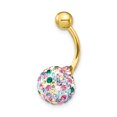 thumbnail image 2 of 10k Yellow Gold 10mm Multi Color Crystal Ball Belly Button Rings Screw Navel Bars Body Piercing Naval, 2 of 7