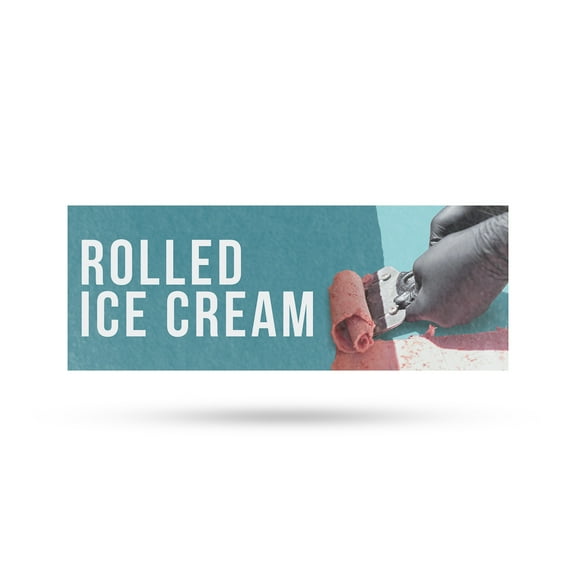 Rolled Ice Cream Vinyl Decal 48 Inch x 18 Inch Weatherproof Heavy-Duty Adhesive Backing | Freshly Made Desserts, Sweet Treats, Local Shops | Made in USA