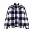 thumbnail image 4 of AnuYalue Women's Plaid Fleece Jacket Zip Up Stand Collar Coats Soft Long Sleeve Jackets Casual Winter Outerwear, 4 of 5