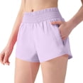 thumbnail image 5 of Tsesme Women’s Sport Shorts with Zip Pockets Lightweight Quick Dry Workout Yoga Shorts Elastic High Waisted Loose Running Shorts,Purples,M, 5 of 6
