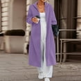 thumbnail image 2 of Women Long Hoodie Cotton Warm Coat with Pockets Loose Dressy Casual Hooded Jacket Overcoat Calf Length Outerwear (XL, Purple), 2 of 4