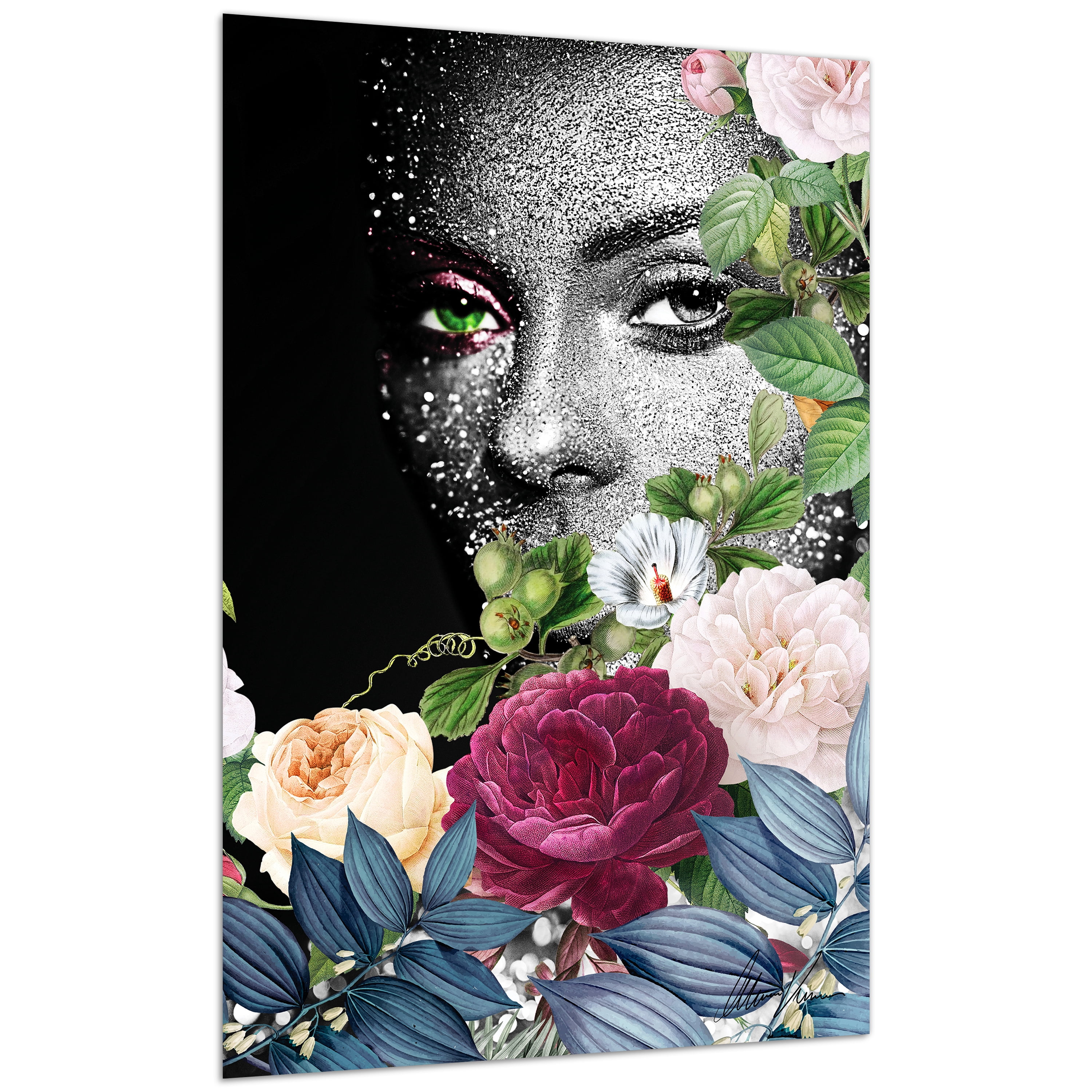 Earth Goddess Frameless Free Floating Tempered Glass Panel Graphic Wall Art , 48" x 32" each