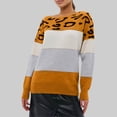 thumbnail image 2 of Kcodviy Leopard Print Color Block Sweaters for Work Knit Sweater for Women Long Pullover Sweaters for Women To Wear with Hood Casual Long Sleeve Pullover Top Stylish Layering Sweater, 2 of 5