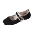 thumbnail image 2 of Ballet Widestep Shoes for Women, Ballet Woman Mary Jane, Womens Slip On Walking Shoes, Women's Mary Janes Flats Shoes Black Ballet Flats Memory Foam Dress Shoes With Strap, Black 5.5, 2 of 7