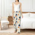 thumbnail image 5 of Uemuo Flower Leaves Pattern Women's Wide Leg Palazzo Lounge Pants with Pockets Light Weight Loose Comfy Casual Pajama Pants-Small, 5 of 9