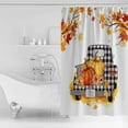 thumbnail image 5 of Fall Farmhouse Pumpkins Shower Curtain Autumn Maple Leaves Buffalo Plaid Truck Shower Curtains,Waterproof Polyester Fabric Bath Curtains with Hooks, Farmhouse Bathroom Decor 72x72in, 5 of 6