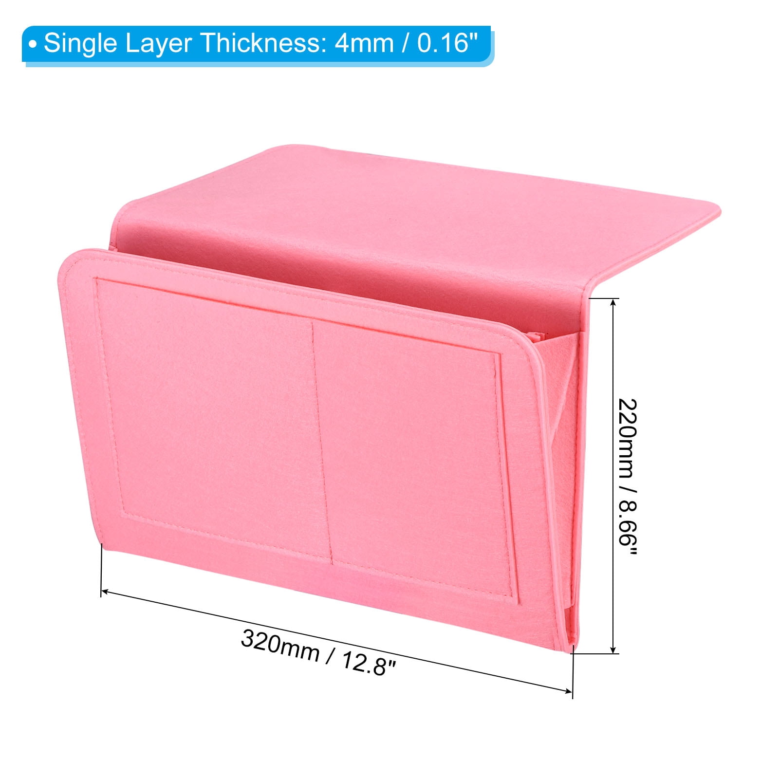 Unique Bargains Felt Bedside Hanging Organizer for Remotes and Phones Pink 13"