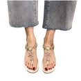 thumbnail image 4 of Anuirheih Fashion Rhinestone Detail Flat Thong Sandals Sandals Women (White), 4 of 4