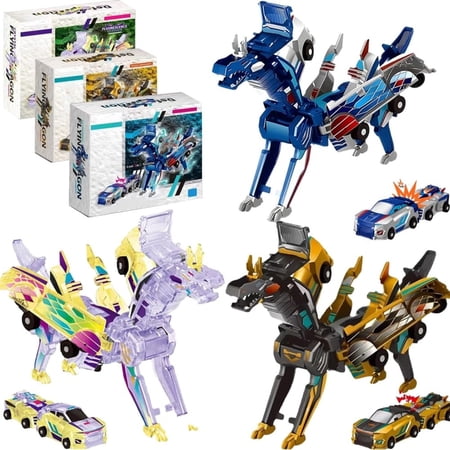 Flying Dragon Collision Transforming Car Funtogether Toys Crash & Transform Vehicle Toy for Boys and Girls Birthday or Christmas Party Gift