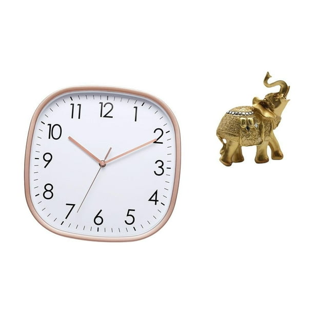 Reloj de pared,Reloj de pared digital grande y sencillo para dormitorio,Reloj de pared para decoración de sala de estar,Figura de escritorio,Estante de estatua de elefante para