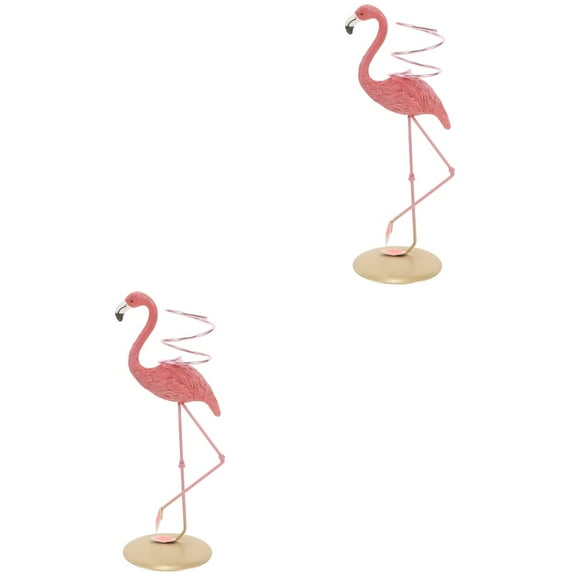 LITINKIMI Pink Flamingo Air Plant Stand Resin and Iron Creative Display for Home 2Pcs
