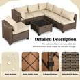 thumbnail image 5 of Haverchair Rattan Furniture Set 7 Pieces Wicker Patio Sectional Sofa Conversation Set Outdoor Rattan Furniture Sectional Sofa Set with Thickened Cushions and Storage Glass Coffee Table,Beige, 5 of 7