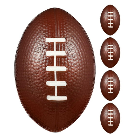 OUNONA Set of 5 Light Brown PU Sports Balls with Foaming Texture, Size 5