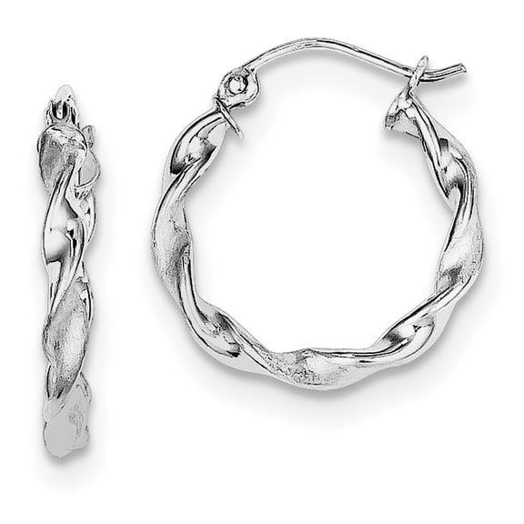 Primal Silver Sterling Silver Rhodium-plated Satin Twist Hoop Earrings