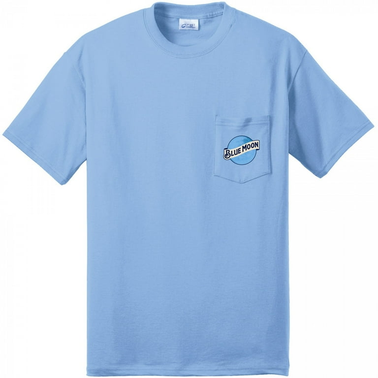 Blue Moon Front and Back Logo Printed Pocket T-Shirt-Large