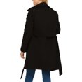 thumbnail image 4 of Women's Casual and Stylish Solid Color Loose Double-Breasted Long Trench Coat, Lapel Collar with Lining for Elegant Fall and Winter Outerwear,Black,L, 4 of 5