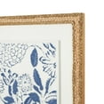 thumbnail image 4 of DecMode Blue Wood Handmade Relief Floral Wall Decor with Brown Woven Seagrass Frame and White Backing, 4 of 9