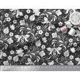 thumbnail image 2 of Soimoi Cotton Voile Fabric Leaves & Floral Clip Art Print Fabric by the Yard 42 Inch Wide, 2 of 3