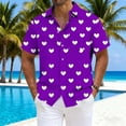 thumbnail image 2 of Posijego Valentines Day Shirt for Men Heart Printed Button down Shirts Big and Tall Shirts Men's Short Sleeve Shirts, 2 of 4
