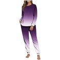 thumbnail image 3 of MGDXOX Women's Double Sided Fleece Pullover Pajama Gradient Color Long Sleeve Loungewear Comfy Thermal Warm Pajamas Outfits Multicolor S, 3 of 8