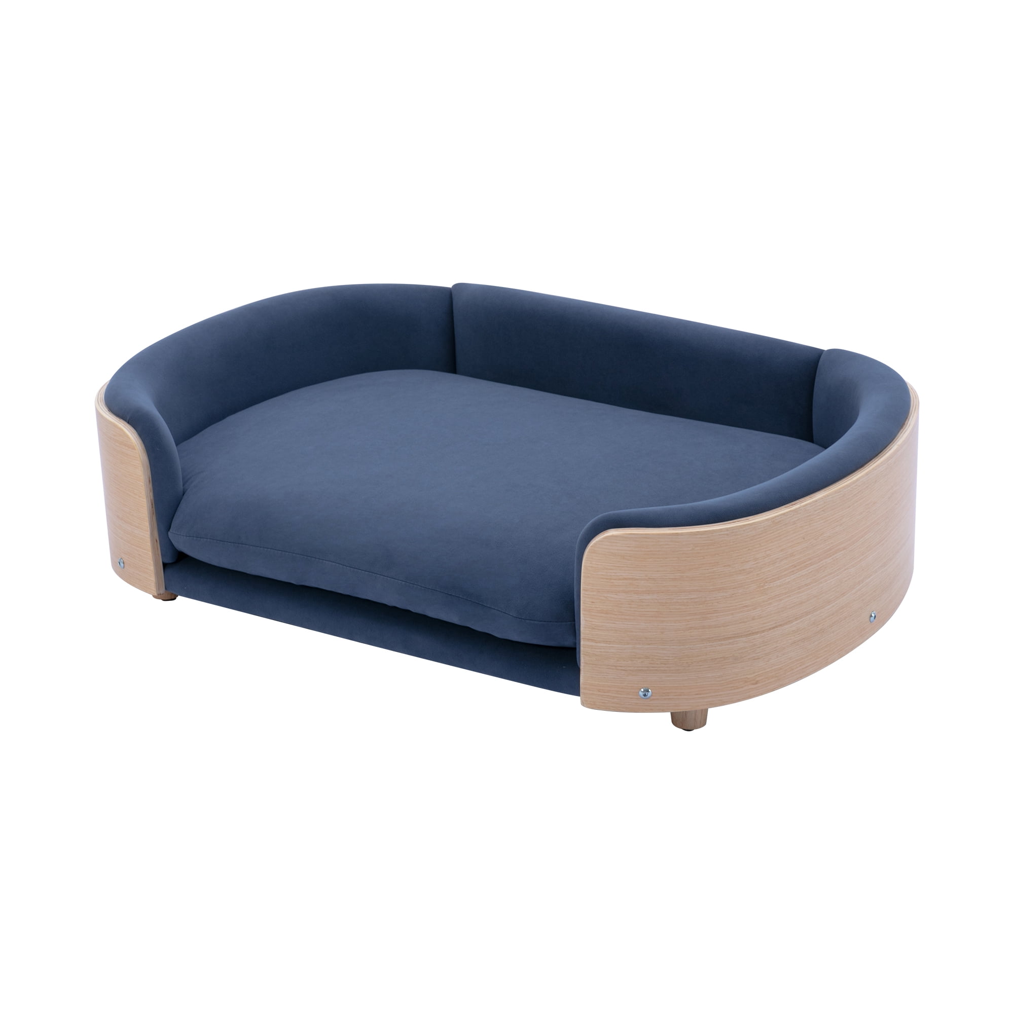 Pefilos 38" Elevated Dog Bed Pet Sofa with Solid Wood Legs and Bent Back, Cat Sofa Bed Velvet Cushion Couch Furniture, Blue Pefilos 38" Elevated Dog Bed Pet Sofa with Solid Wood Legs and Bent Back, Cat Sofa Bed Velvet Cushion Couch Furniture, Blue