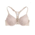 thumbnail image 4 of PMVFHDE Thin Cup Gathered Lace Band Steel Ring Front Closure Back Supporting Bra for Daily Leisure Full Coverage Y-Shape Straps Beige - 85B, 4 of 4