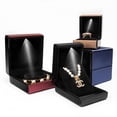 thumbnail image 4 of Luxury Brushed PU Leather Jewelry Box LED Lantern Box Proposal Ring Box Pendant Bracelet Holder Necklace Box Exquisite Gift Box Black Bracelet Box, 4 of 6