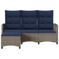 thumbnail image 3 of vidaXL Reclining Garden Sofa with Cushions L-shaped Grey Poly Rattan, 3 of 5