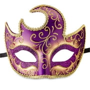 Mardi Gras Purple Crescent Moon Mask, for Adults, by Way To Celebrate