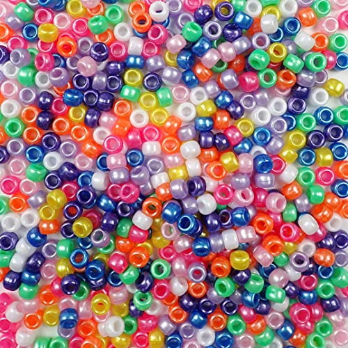 1000 Mixed Pearl 7mm Mini Barrel Plastic Pony Beads Made in the USA