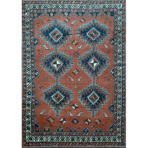 Ahgly Company Indoor Rectangle Persian Light Blue Traditional Area Rugs, 5' x 7'
