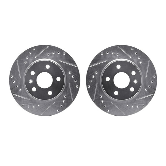 Dynamic Friction Company Front Brake Rotors-Drilled and Slotted-Silver 7002-47020