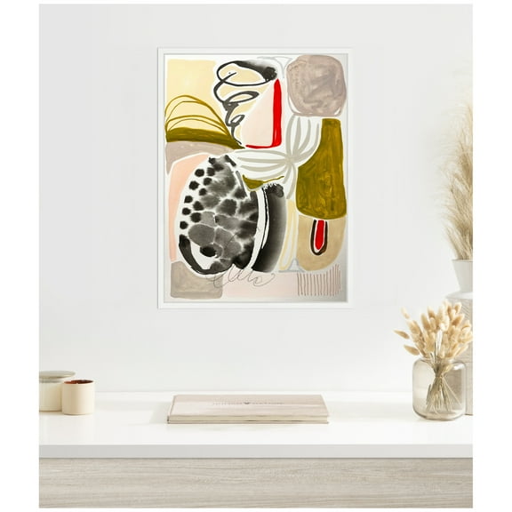 Kate and Laurel Abstract 02 Framed Canvas Wall Art  by Emma Daisy 18 x 24 Sylvie White, Modern Contemporary, Abstract Art for Wall Decor, Living Room Bedroom