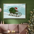 thumbnail image 6 of Christmas Holly Hedgehog Sledding - Framed Gallery Wrapped Holiday Canvas - 25 x 37 - Natural Wood Frame, 6 of 8