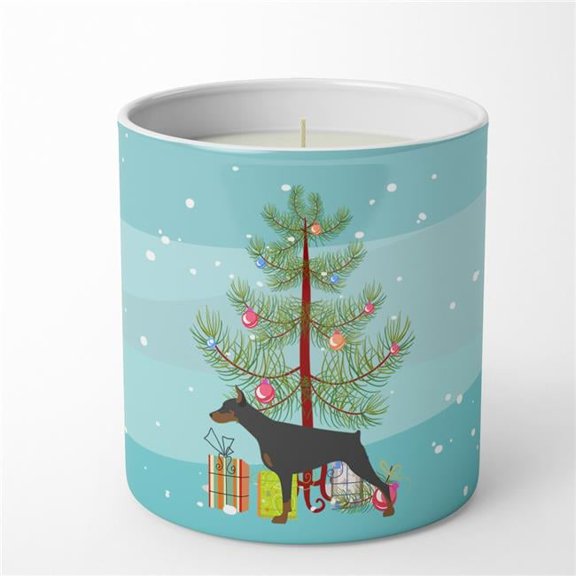 Carolines Treasures BB2978CDL 3.75 x 3.25 in. Unisex Doberman Pinscher Merry Christmas Tree 10 oz Decorative Soy Candle