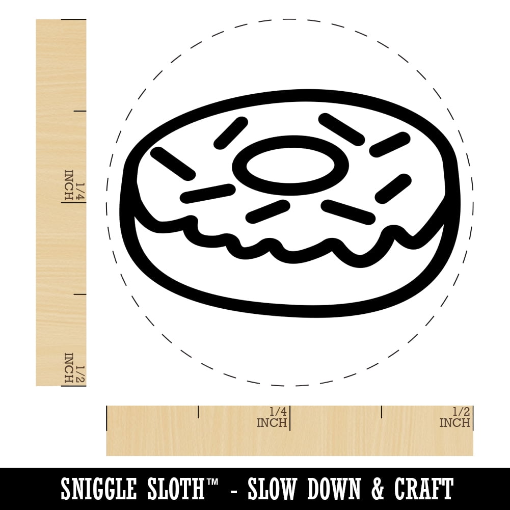 Donut with Sprinkles Self-Inking Rubber Stamp Ink Stamper - Fuchsia Ink - Mini 1/2 Inch