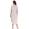 thumbnail image 4 of MintLimit Sleepwear Long Women Nightgown Cotton Sleep Ladies Shirt Dress Side Split Long Sleeve Scoopneck Sleep Tee Nightshirt Silver S, 4 of 5
