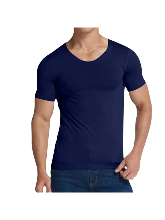 Slim Fit T Shirt for Mens V-Neck Short Sleeve Summer Casual Shirt Muscle Workout Gym Athletic Tee Shirts