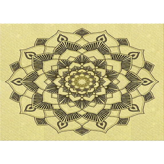 Ahgly Company Machine Washable Indoor Rectangle Transitional Harvest Gold Area Rugs, 7' x 9'