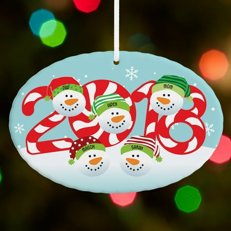 - Personalized 2018 Snowman Oval Christmas Ornament