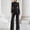 Black women's blazer set a1, variant on Women's 2 Piece Blazer Set High Neck Long Sleeve Wide Leg Pants Elegant Business Work Outfits Slim Matching Office Attire Suit, Brown XL