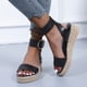thumbnail image 1 of Sandalias de mujer con hebilla de Metal tejido de paja de suela gruesa de tacón inclinado de verano para mujer Wmkox8yii nm8592, 1 of 9