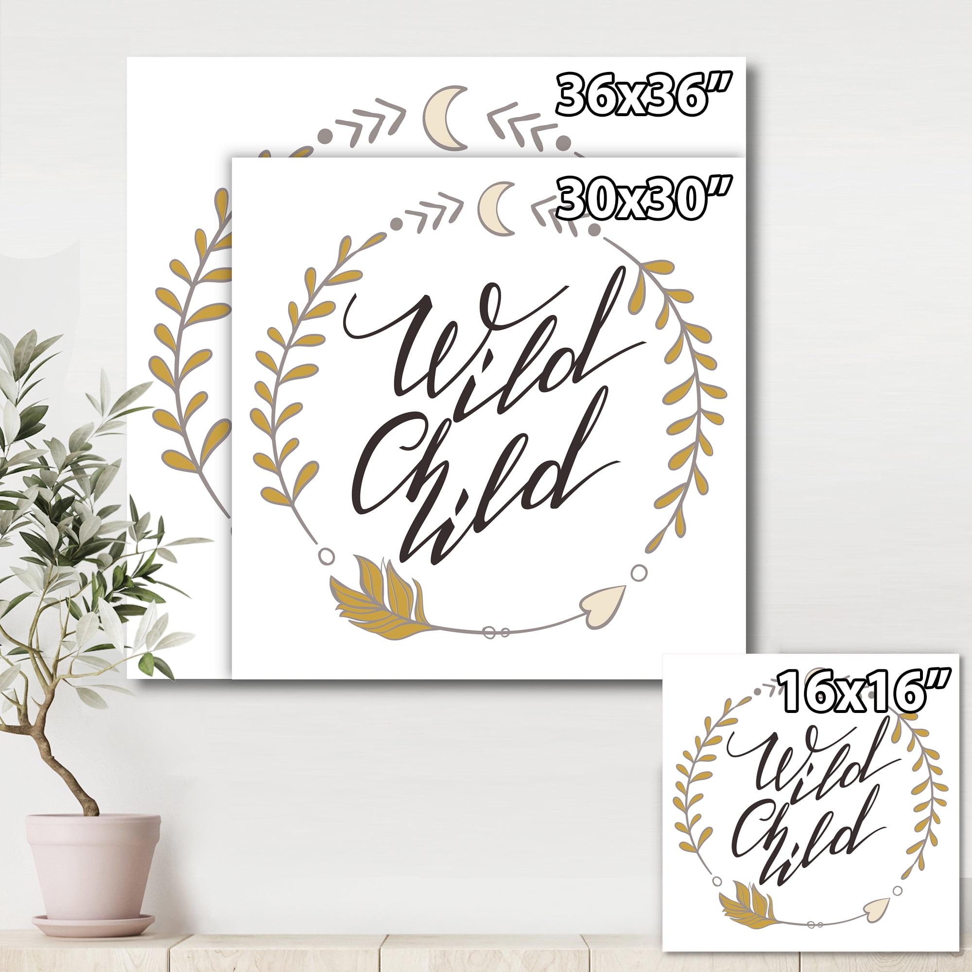 Designart ' Wild Child Under Arrows Circled ' Traditional Canvas Wall Art Print