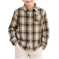 thumbnail image 3 of Jacket Kids Dqueduo Boys And Girls Plaid Button Down Long Sleeve Casual Shirt Jacket For Kids Khaki 4-5 Years, 3 of 9
